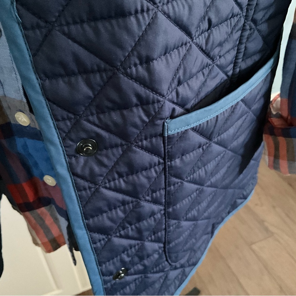 Reversible Land’s End Vest Blue Plaid Double-Sided Vest Women’s Medium Vest - Picture 4 of 10